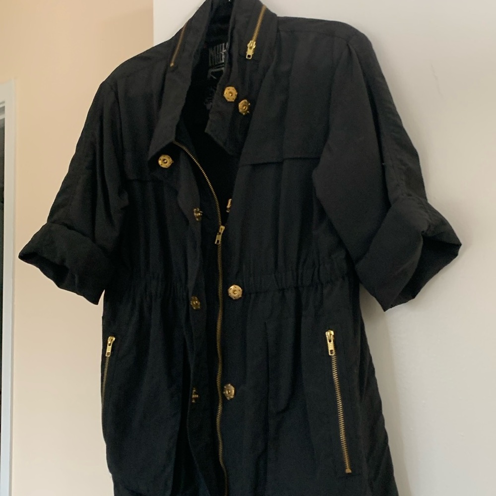 Millard Fillmore Black Spring Fall jkt ,3/4 sleeves,snaps zipper,hidden-hood❤️❤️ - Picture 3 of 14